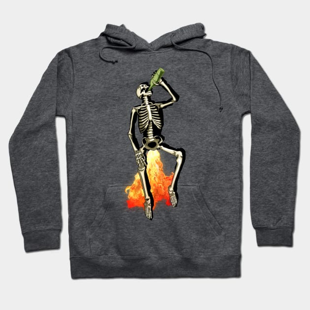 Dead funny Skeleton drink, drinking, drunk, bottle flaming fart Hoodie by SmerkinGherkin